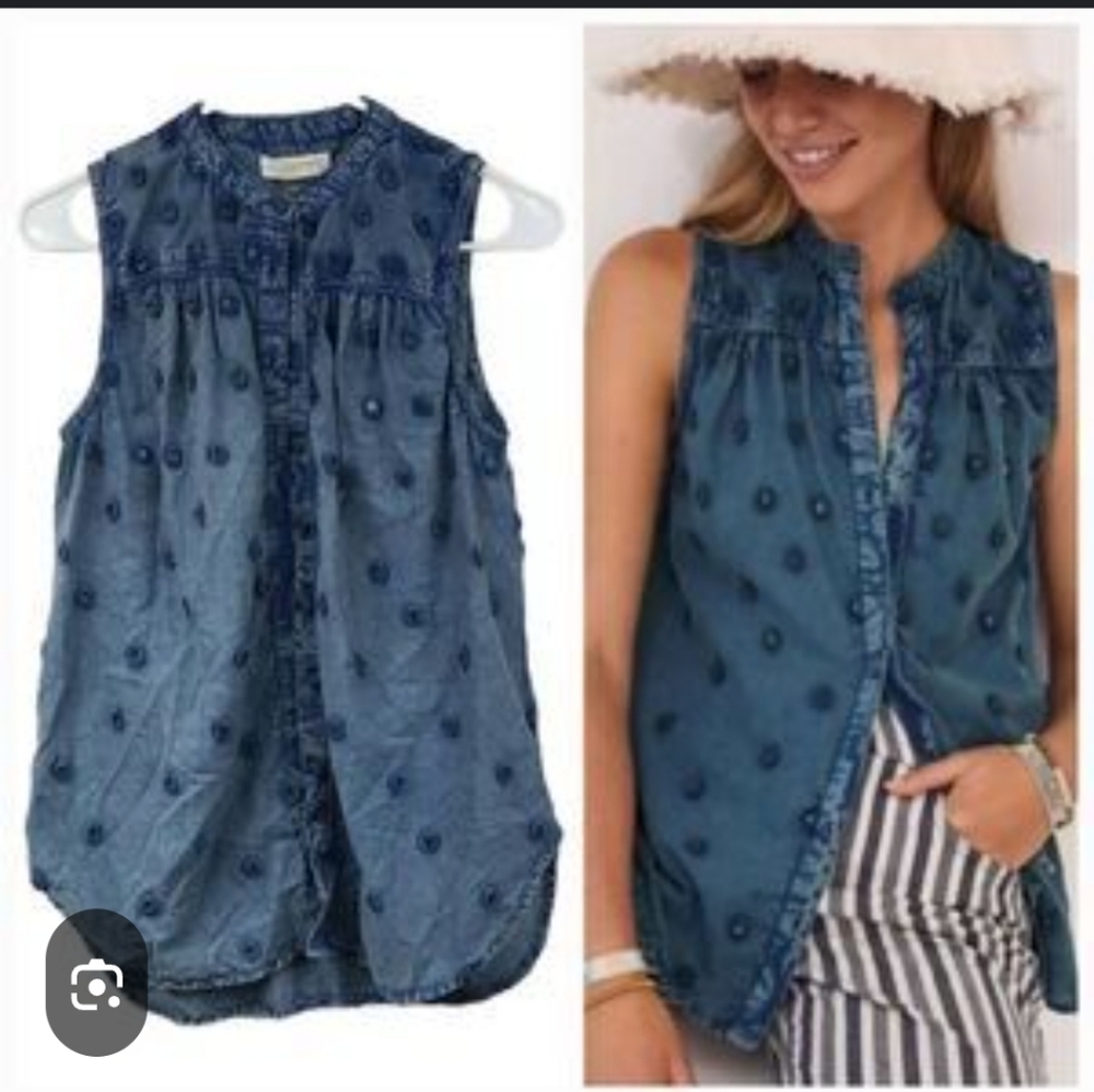 Pilcro Denim Blue Sleeveless Blouse